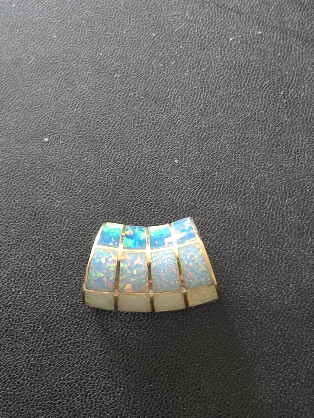 14kt Gold Inlaid Opal Slide Pendant Blue Opal Color